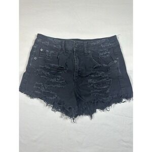 American Eagle Outfitters Vintage Hi Rise Black Distressed Jean Shorts Size 6